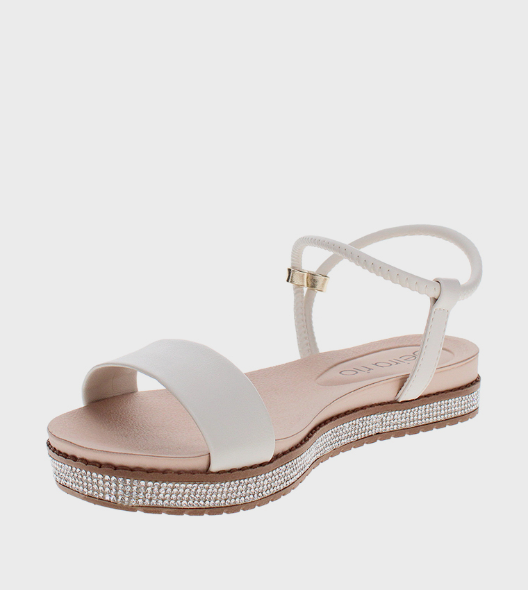 LYRA Embellished Ankle Strap Flat Sandals