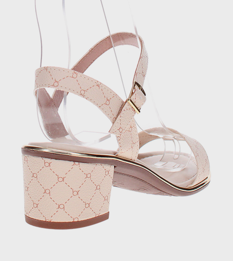 Printed Ankle Loop Heeled Sandals