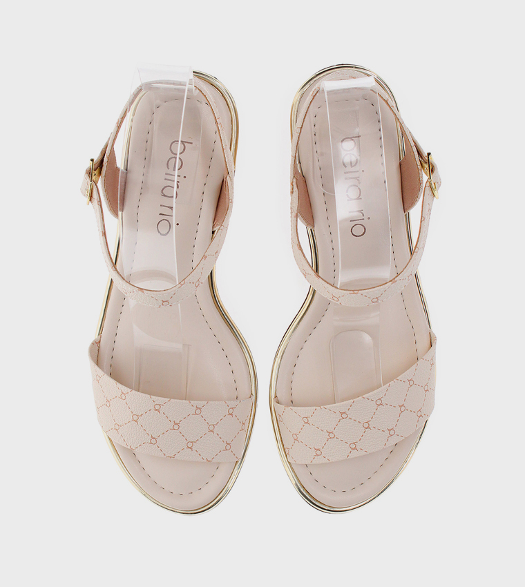 Printed Ankle Loop Heeled Sandals