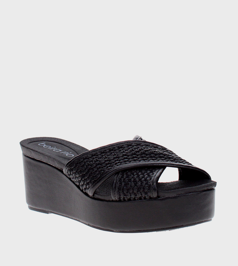 Textured Peep Toe Wedge Sandals