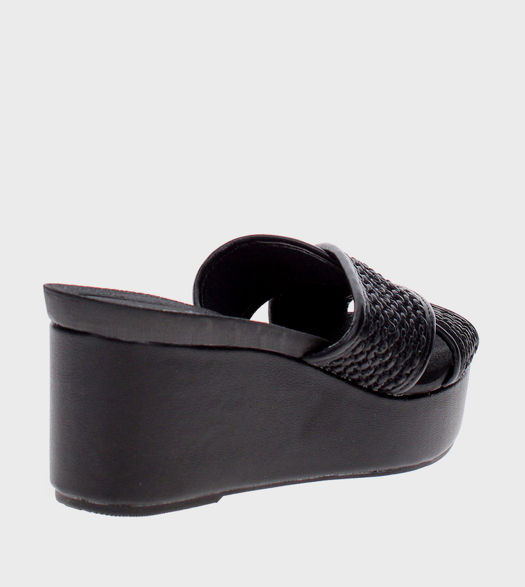 Textured Peep Toe Wedge Sandals