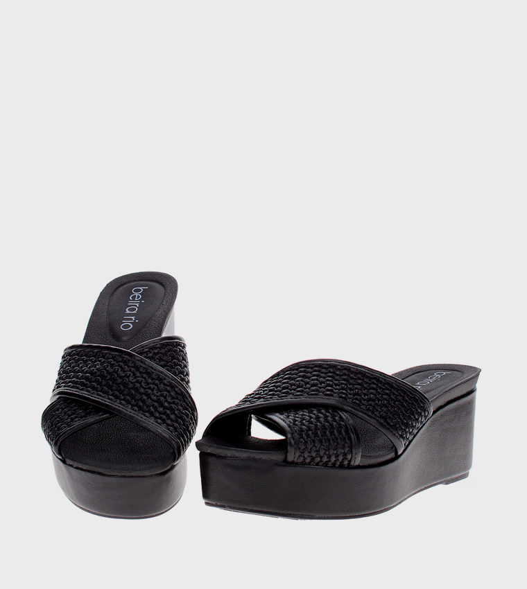 Textured Peep Toe Wedge Sandals