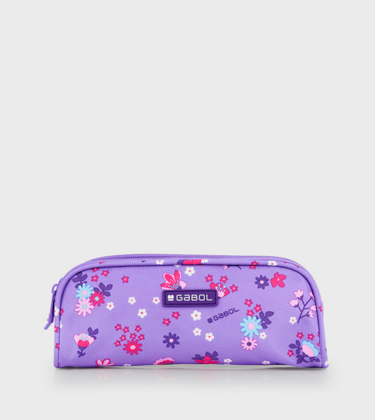 Violet Printed Double Zip Pencil Case