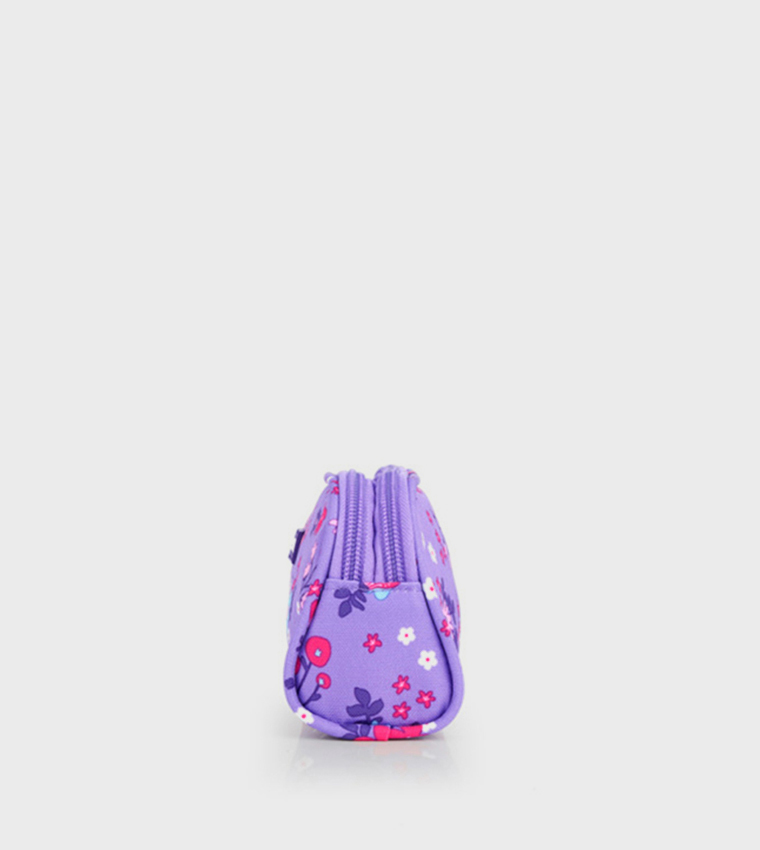 Violet Printed Double Zip Pencil Case