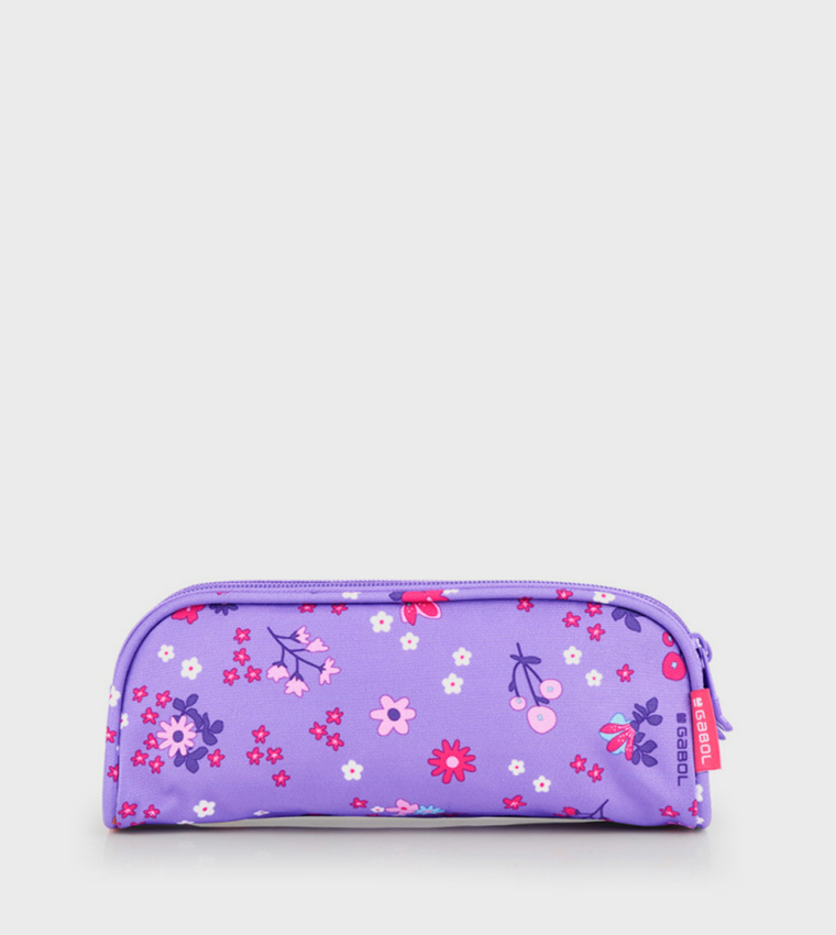 Violet Printed Double Zip Pencil Case