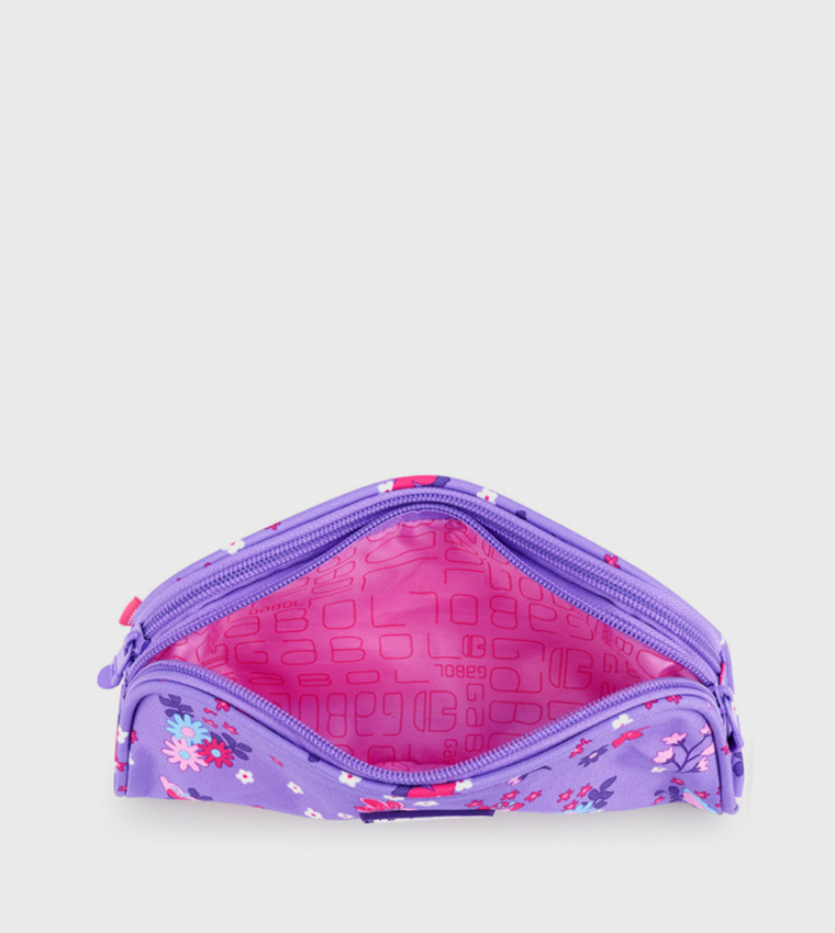 Violet Printed Double Zip Pencil Case