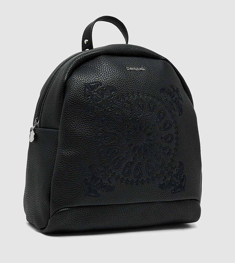 Paisley Embroidered Zip-Closure Backpack