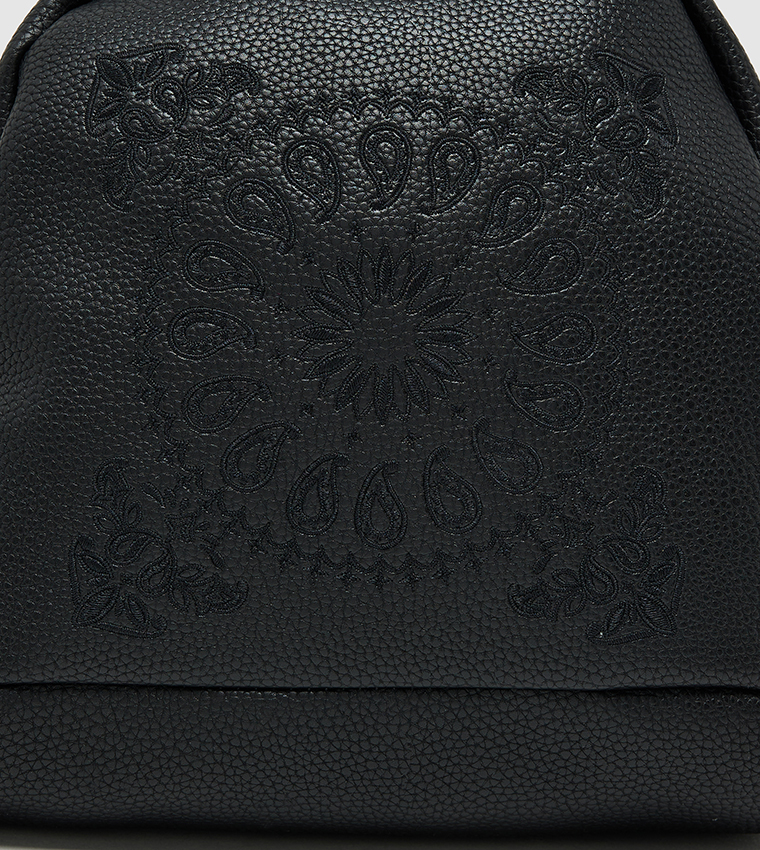 Paisley Embroidered Zip-Closure Backpack