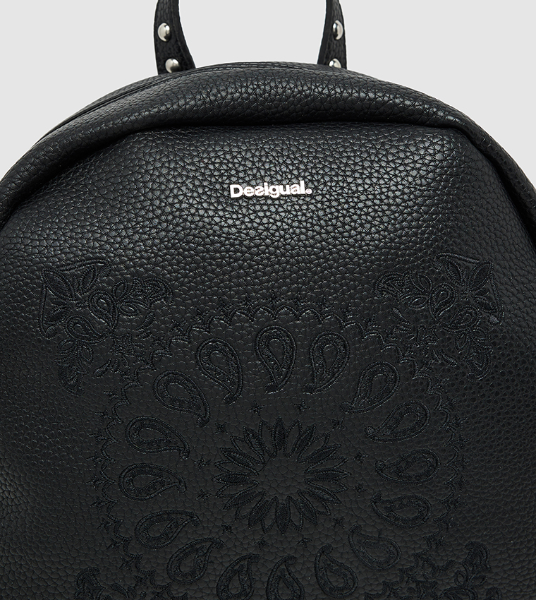 Paisley Embroidered Zip-Closure Backpack