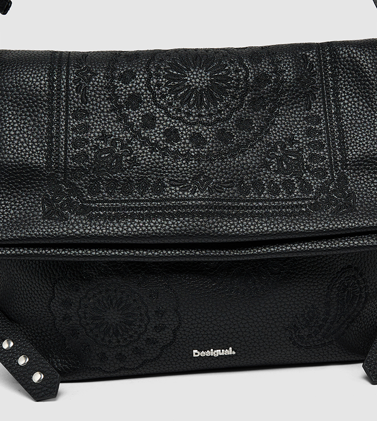 Paisley Embroidered Adjustable Strap Crossbody Bag