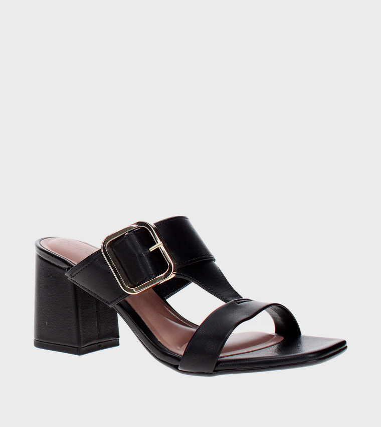 Block Heel Buckle Sandals