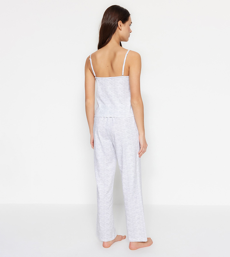 Striped Lace Trim Pyjama Set