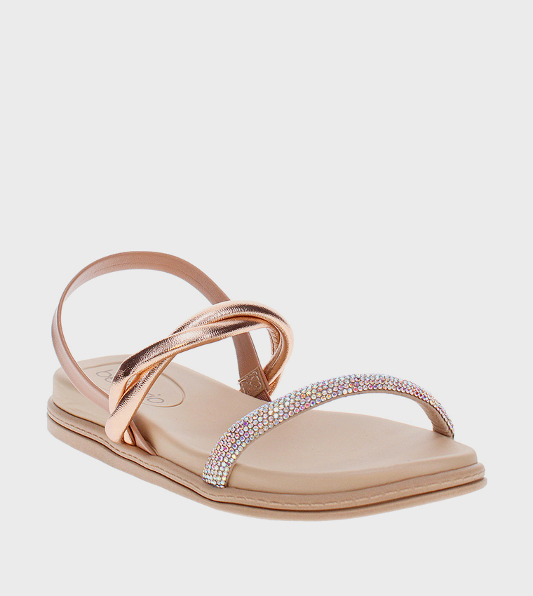 NAVEEN Embellished Slingback Flat Sandals