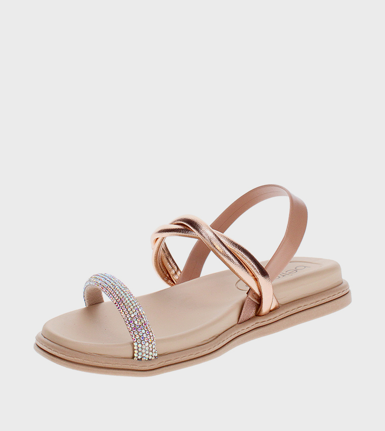 NAVEEN Embellished Slingback Flat Sandals