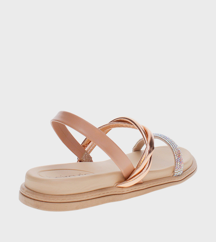NAVEEN Embellished Slingback Flat Sandals