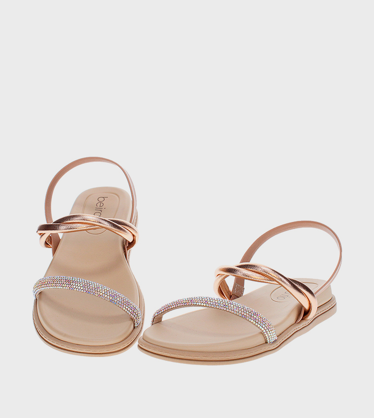 NAVEEN Embellished Slingback Flat Sandals