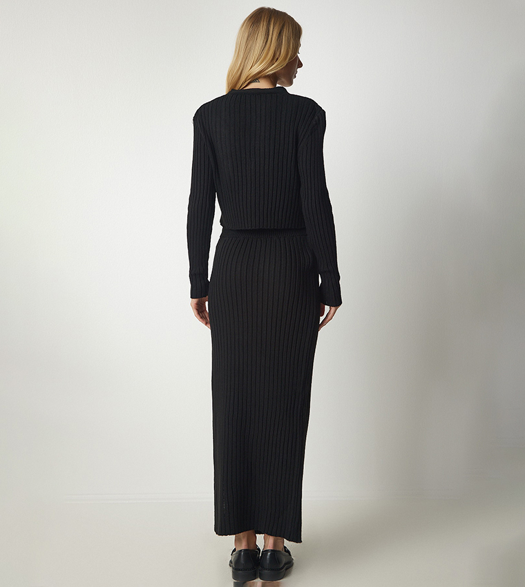 Knitted Cardigan And Skirt Set