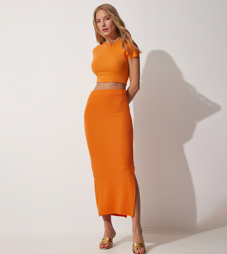 Orange hotsell ribbed skirt