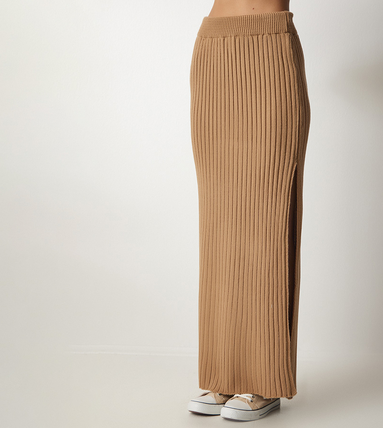 Ribbed Skirt And Cardigan Set