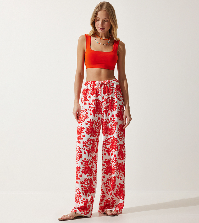 Printed Drawstring Waist Pants