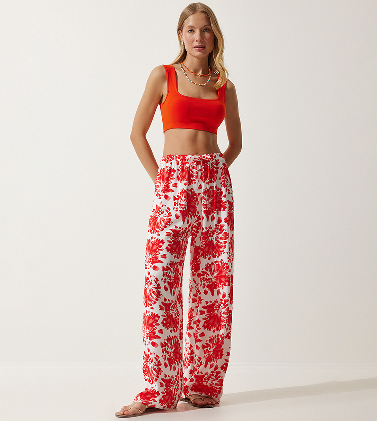 Printed Drawstring Waist Pants