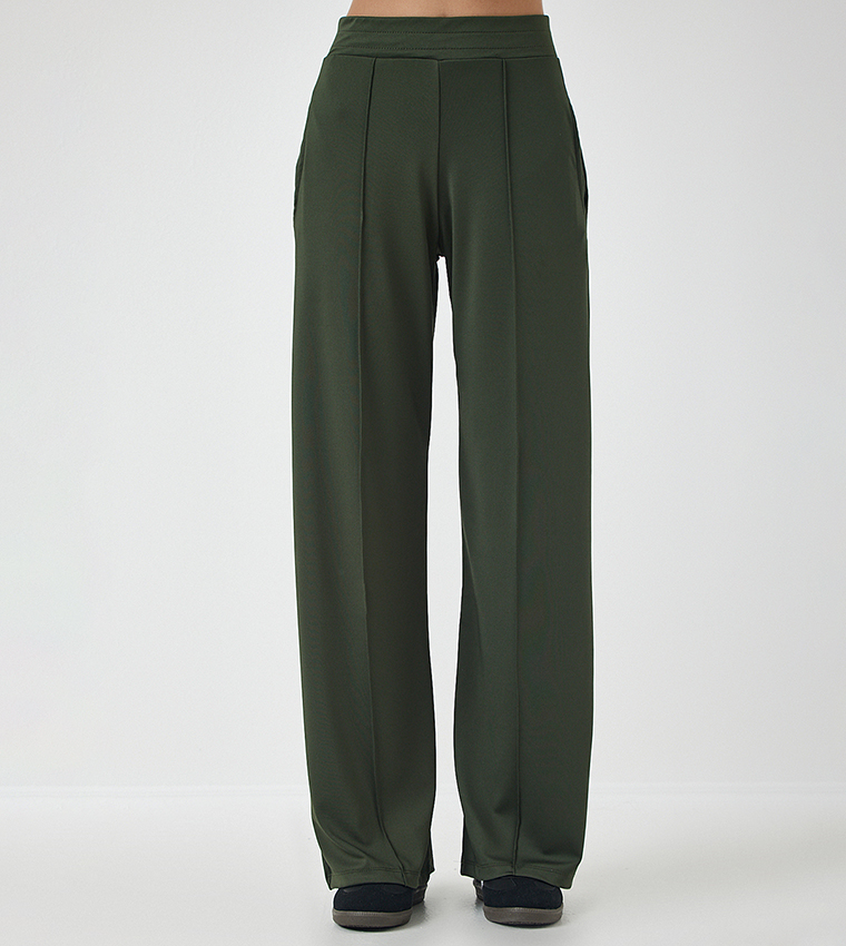Elastic Waist High Waist Scuba Trousers