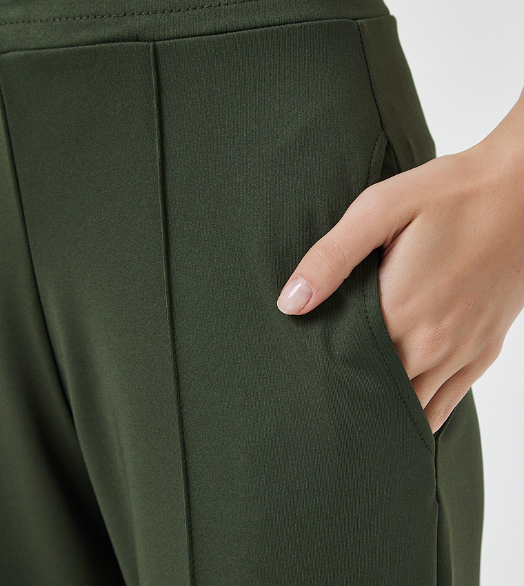 Elastic Waist High Waist Scuba Trousers