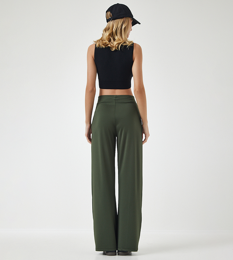 Elastic Waist High Waist Scuba Trousers