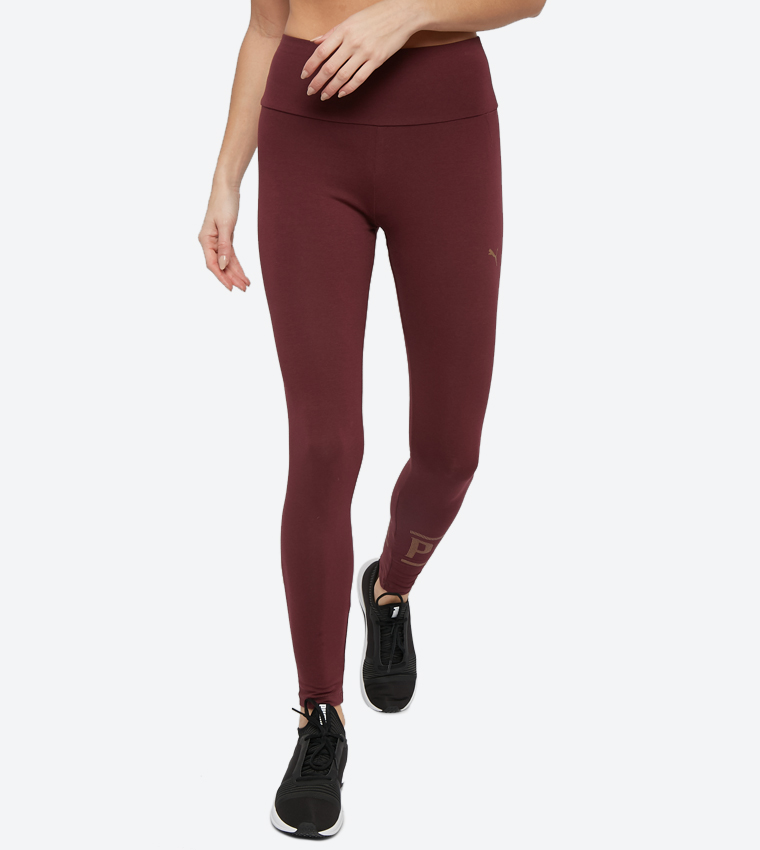 Buy Puma Athletic Logo Elastic Waistband Leggings Maroon 85186522 In Maroon 6thStreet Kuwait