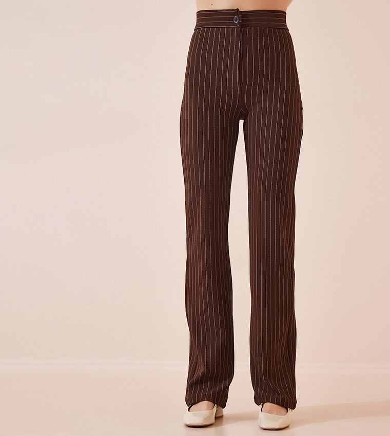 High Waist Striped Trousers