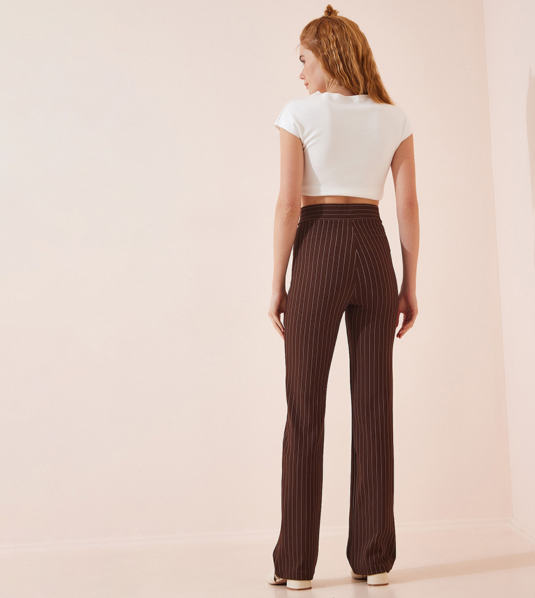High Waist Striped Trousers