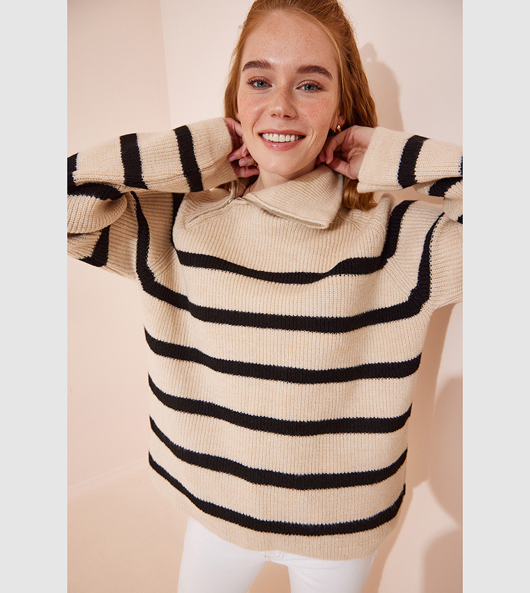 Zippered Long Sleeves Sweater