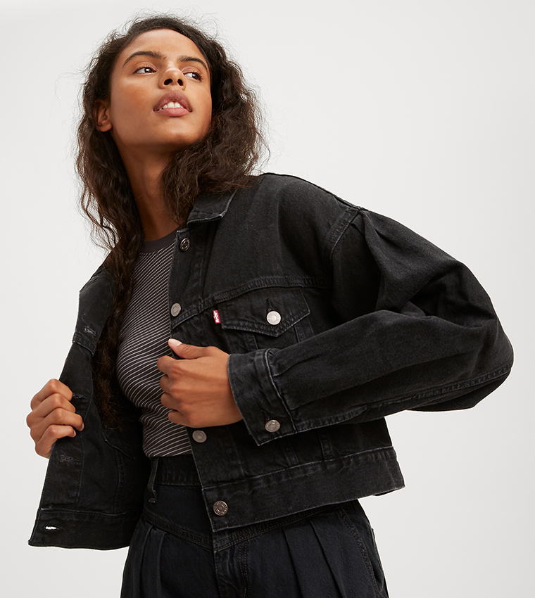 levi's pleat sleeve trucker jacket