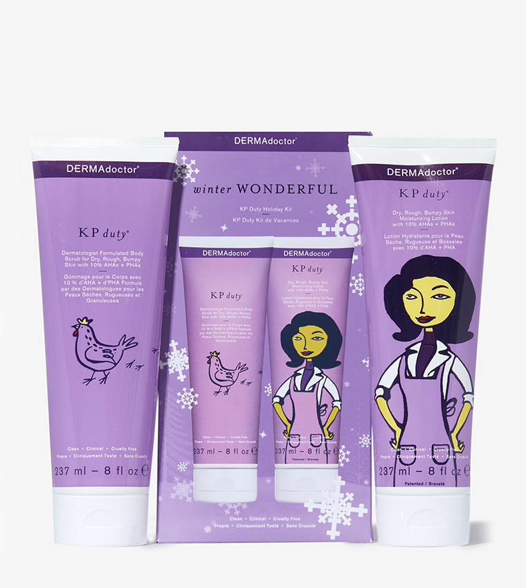 Winter Wonderful KP Duty Body Scrub and Lotion Kit for Dry, Rough Skin & Keratosis Pilaris with 10% AHAs  + BHAs