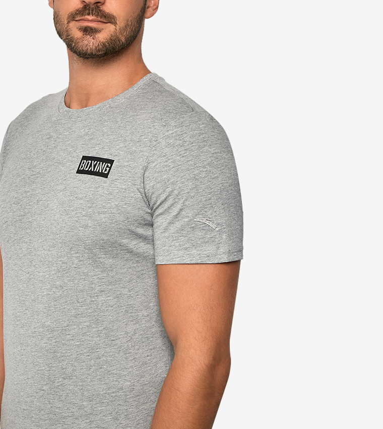 Boxing Printed Short Sleeve T-Shirt - Grey 85929150-3