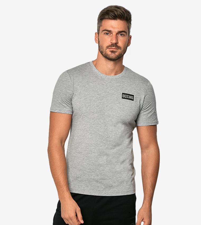 Boxing Printed Short Sleeve T-Shirt - Grey 85929150-3