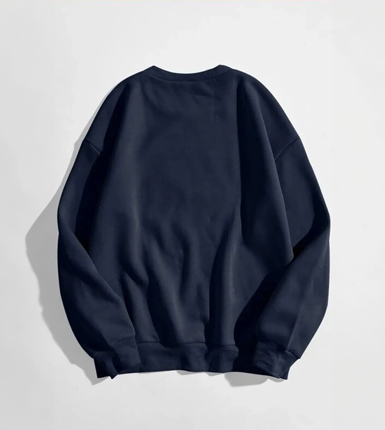 Buy MODAGEN Printed Oversized Crew Neck Sweatshirt In Navy | 6thStreet ...