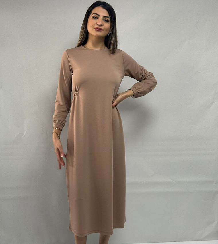 beige casual dress AMELIA BEIGE MAXI DRESS | CULT MIA main image 1