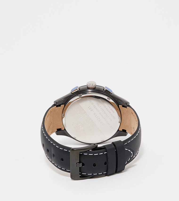 Analog Watch with Leather Strap