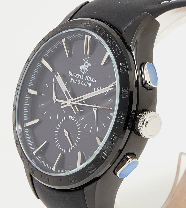 Analog Watch with Leather Strap