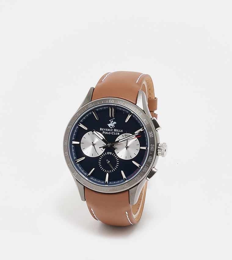 Analog Watch with Leather Strap