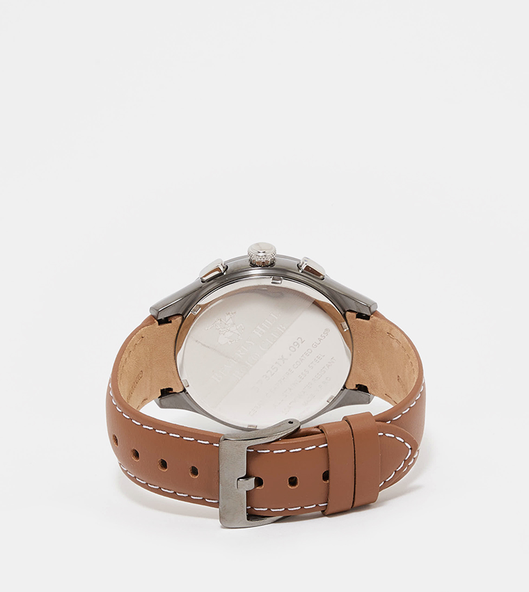 Analog Watch with Leather Strap