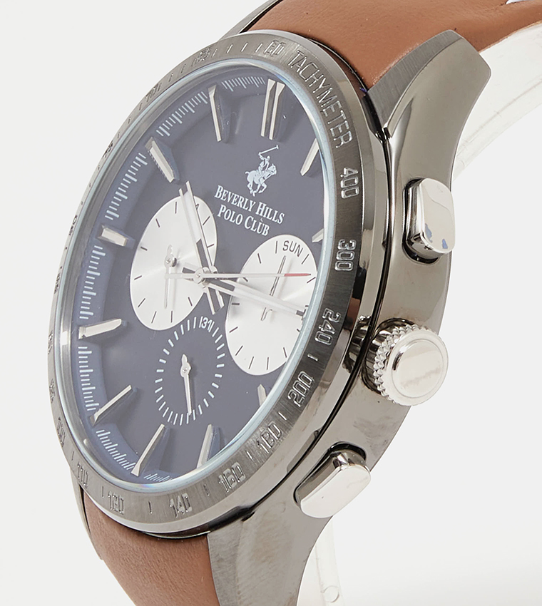 Analog Watch with Leather Strap