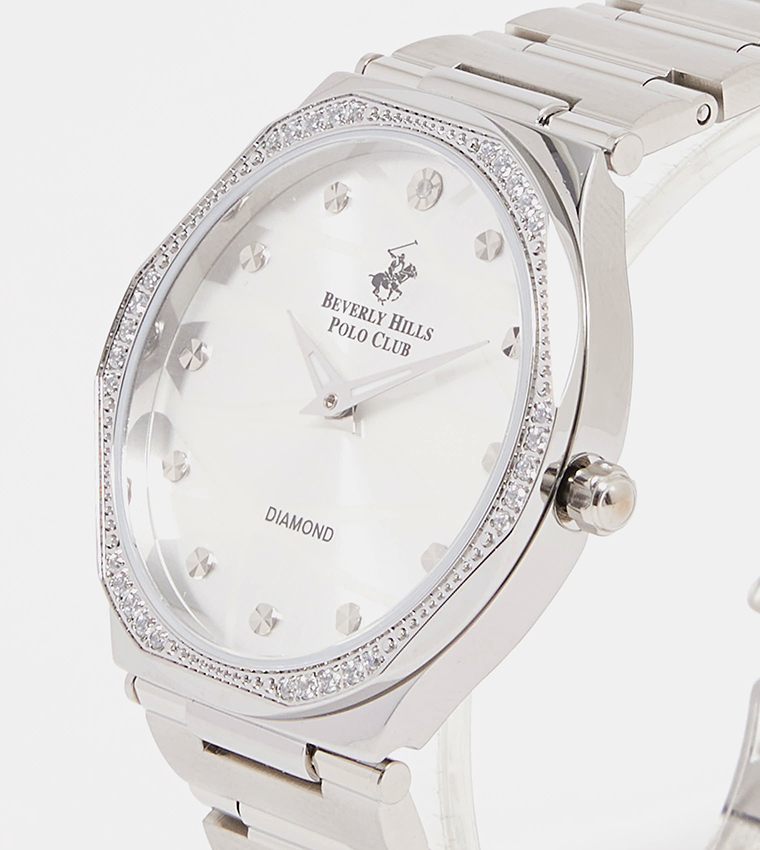 Studded Dial Stainless Steel Analog Watch