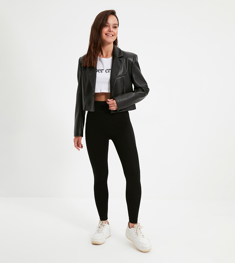 Buy Trendyol Basic High Rise Leggings In Black