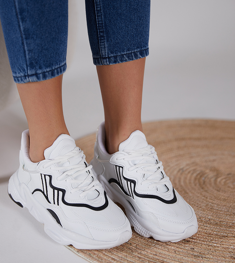 Logo Detail Lace-Up Chunky Sneakers