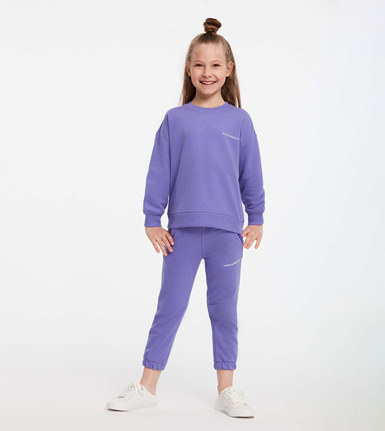 Embroidered Long Sleeves Sweat Suit Set