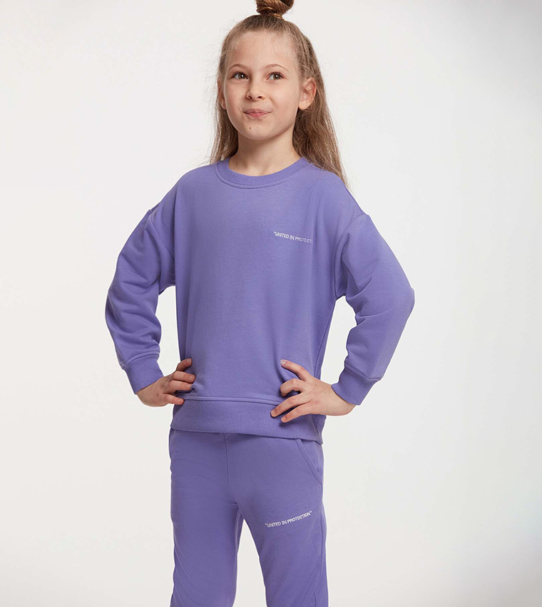 Embroidered Long Sleeves Sweat Suit Set
