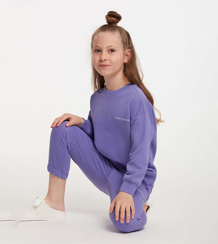 Embroidered Long Sleeves Sweat Suit Set