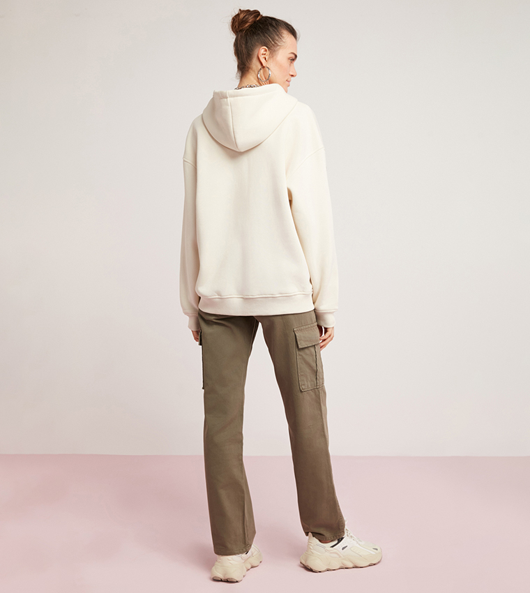 Zip Front Long Sleeves Hooded Jacket
